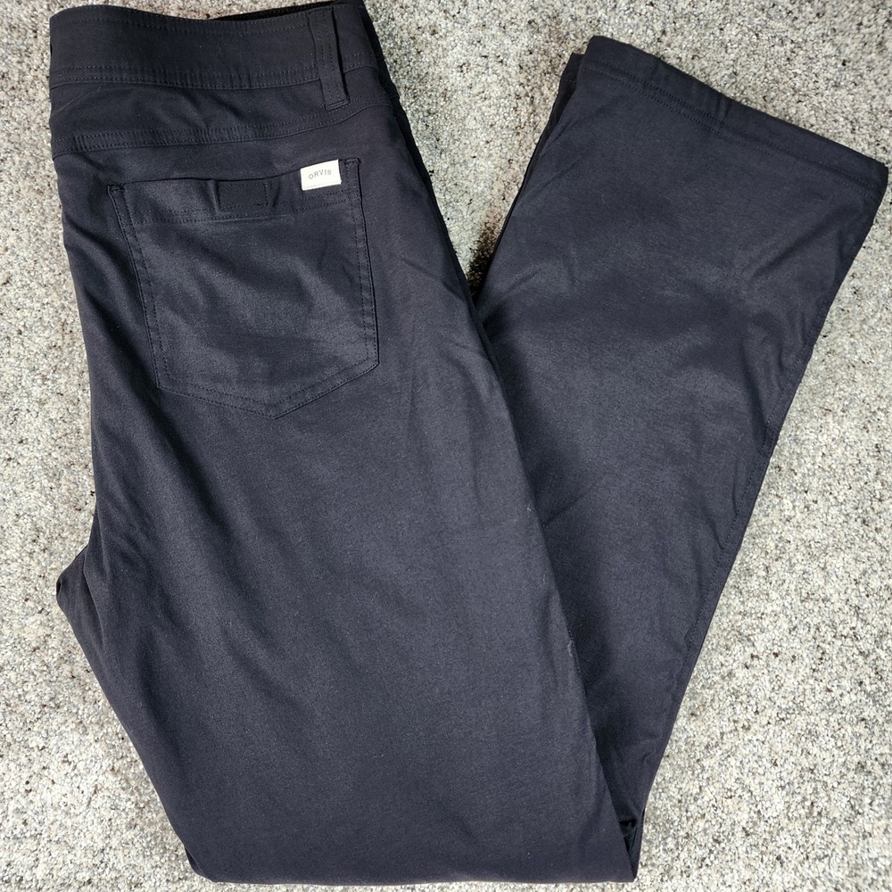 Orvis Fleece Lined Pants Mens 32x32 Outdoor Hiking Stretch Black Excellent